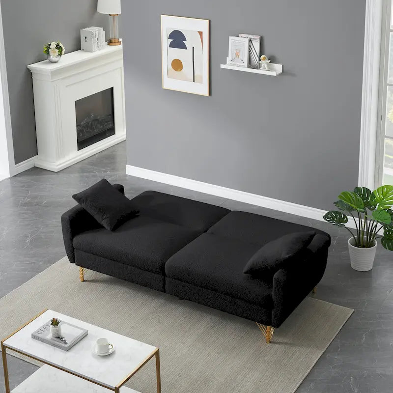 74.41 Zoll Schlafsofa aus Teddy-Samt mit separat verstellbarer Rückenlehne und Stauraum