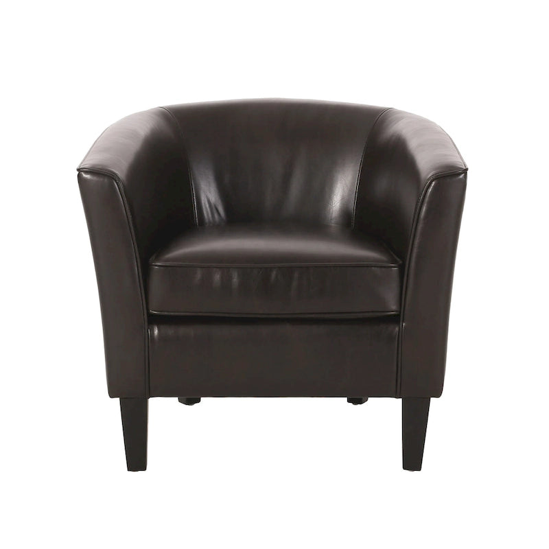 Sillón tipo club tapizado en PU de 28.75 con patas de abedul