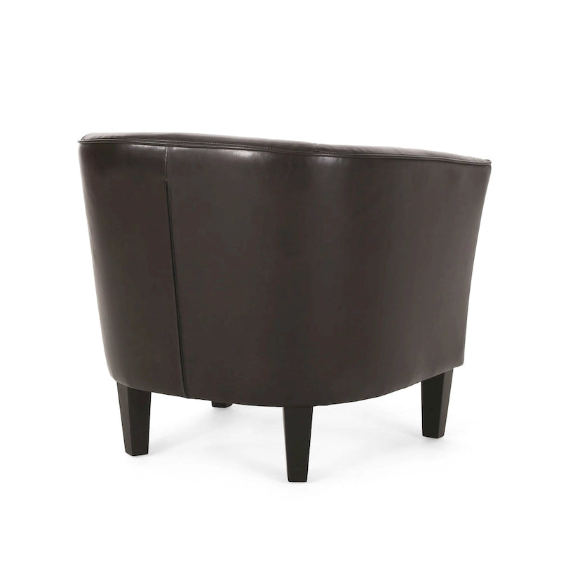 Sillón tipo club tapizado en PU de 28.75 con patas de abedul