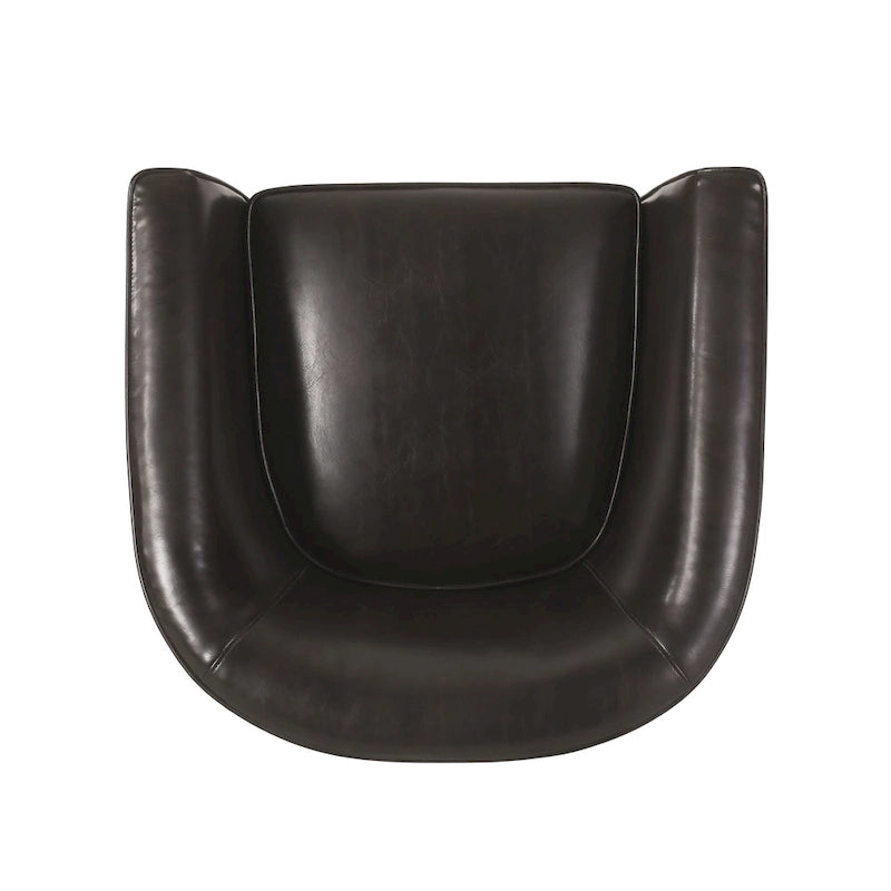 Sillón tipo club tapizado en PU de 28.75 con patas de abedul