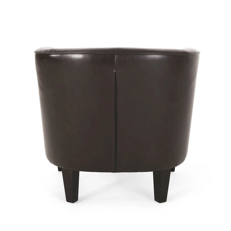 Sillón tipo club tapizado en PU de 28.75 con patas de abedul