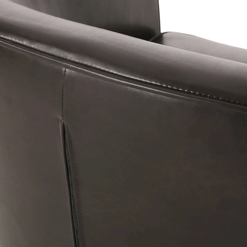 Sillón tipo club tapizado en PU de 28.75 con patas de abedul