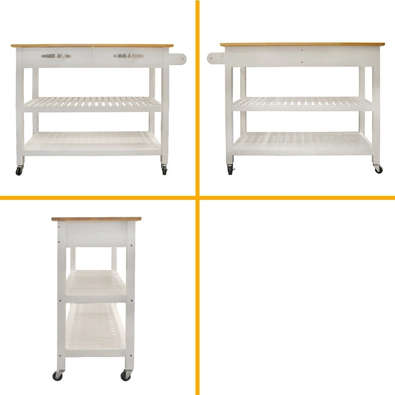 Isla de cocina y carrito de cocina (taburete no incluido)