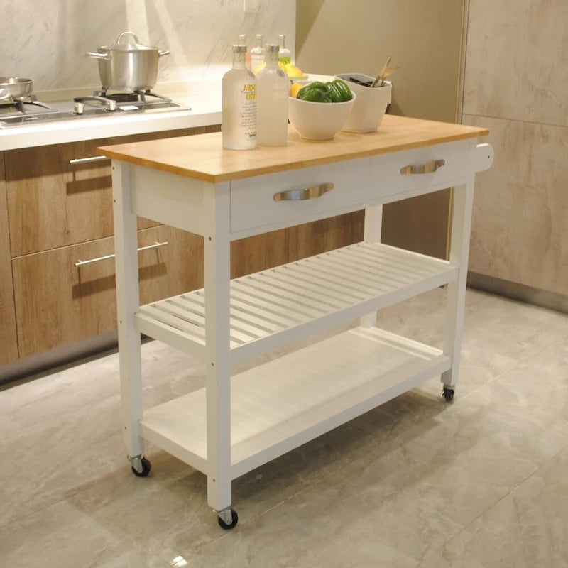 Isla de cocina y carrito de cocina (taburete no incluido)
