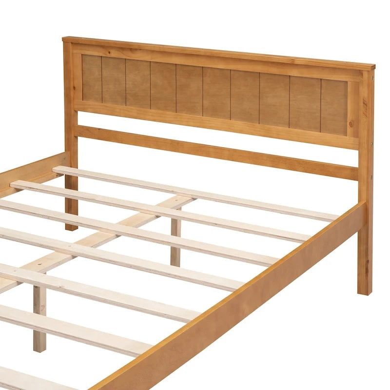 Plattformbett aus Kiefernholz mit Lattenrost und Kopfteil
