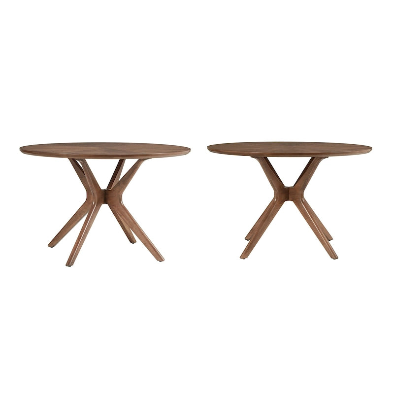 Runder Esstisch im Mid-Century-Stil mit Walnuss-Finish
