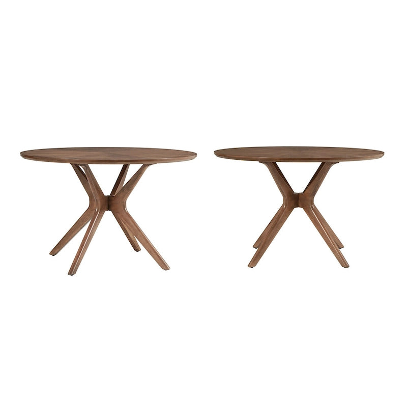 Runder Esstisch im Mid-Century-Stil mit Walnuss-Finish