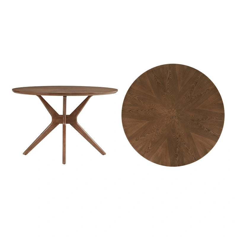 Runder Esstisch im Mid-Century-Stil mit Walnuss-Finish