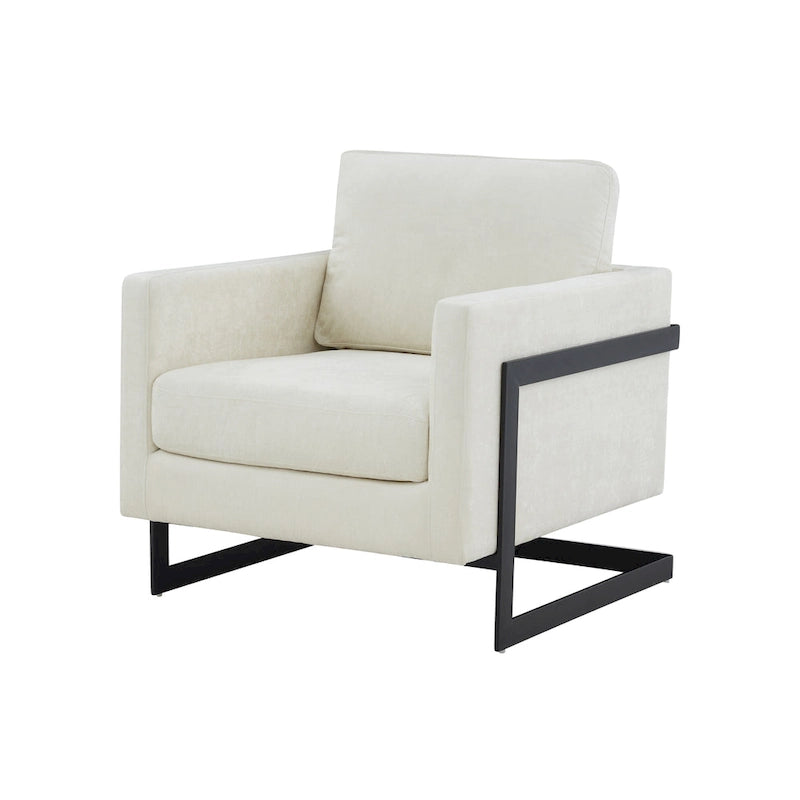 Modrest Prince Contemporary Cream & Black Fabric Accent Chair