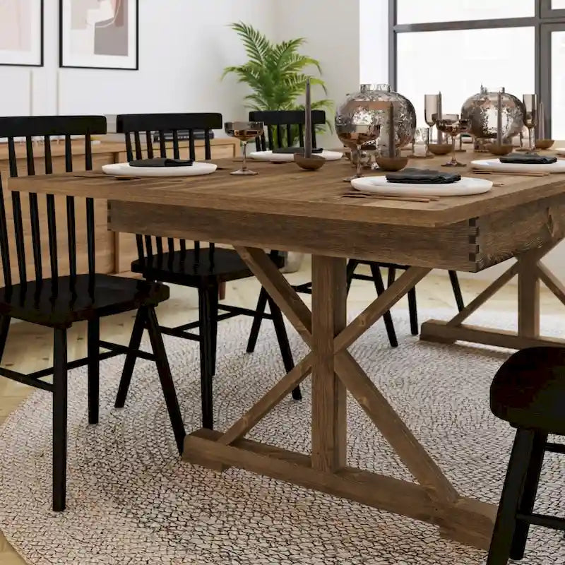 Table de salle à manger rectangulaire pliante en pin massif rustique antique, 8' x 40