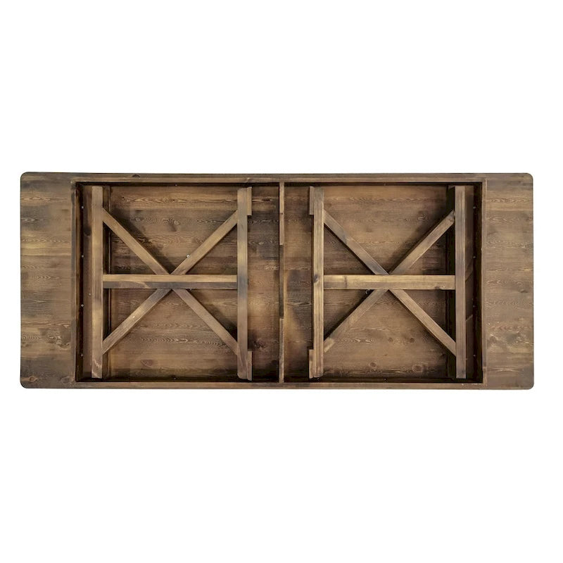 Table de salle à manger rectangulaire pliante en pin massif rustique antique, 8' x 40