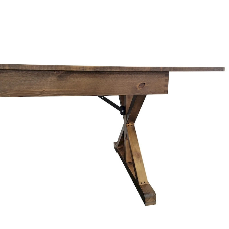 Table de salle à manger rectangulaire pliante en pin massif rustique antique, 8' x 40