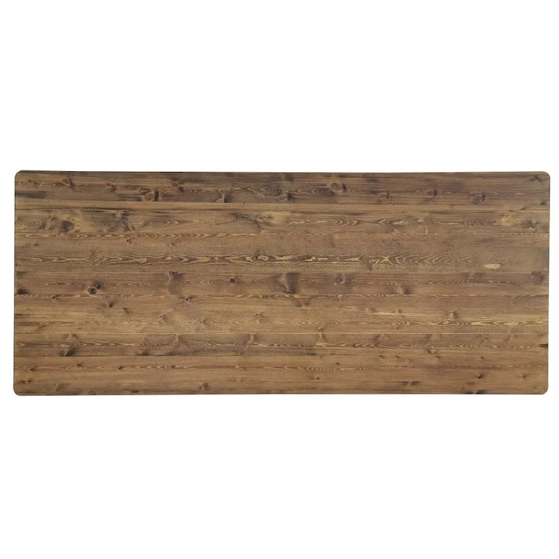 Table de salle à manger rectangulaire pliante en pin massif rustique antique, 8' x 40