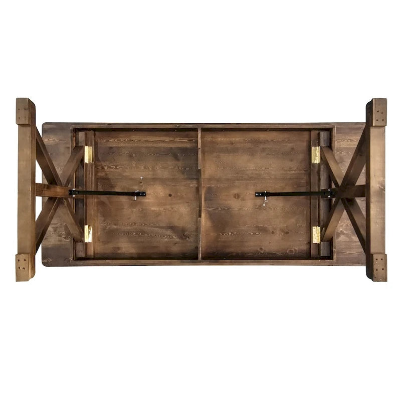 Table de salle à manger rectangulaire pliante en pin massif rustique antique, 8' x 40