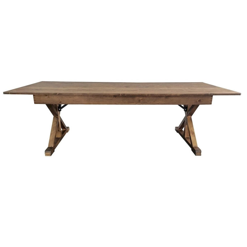 Table de salle à manger rectangulaire pliante en pin massif rustique antique, 8' x 40