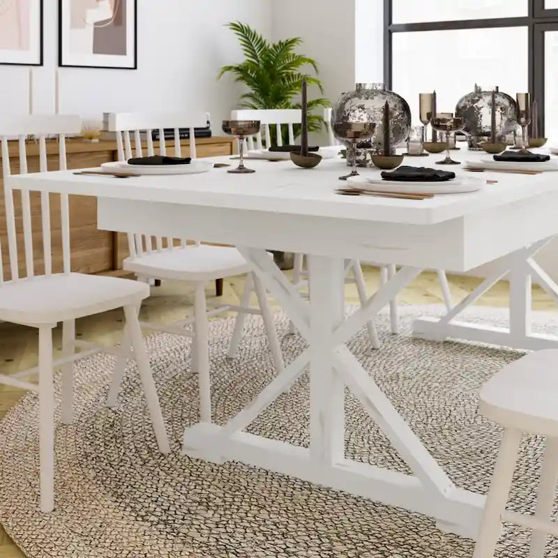 Table de salle à manger rectangulaire pliante en pin massif rustique antique, 8' x 40