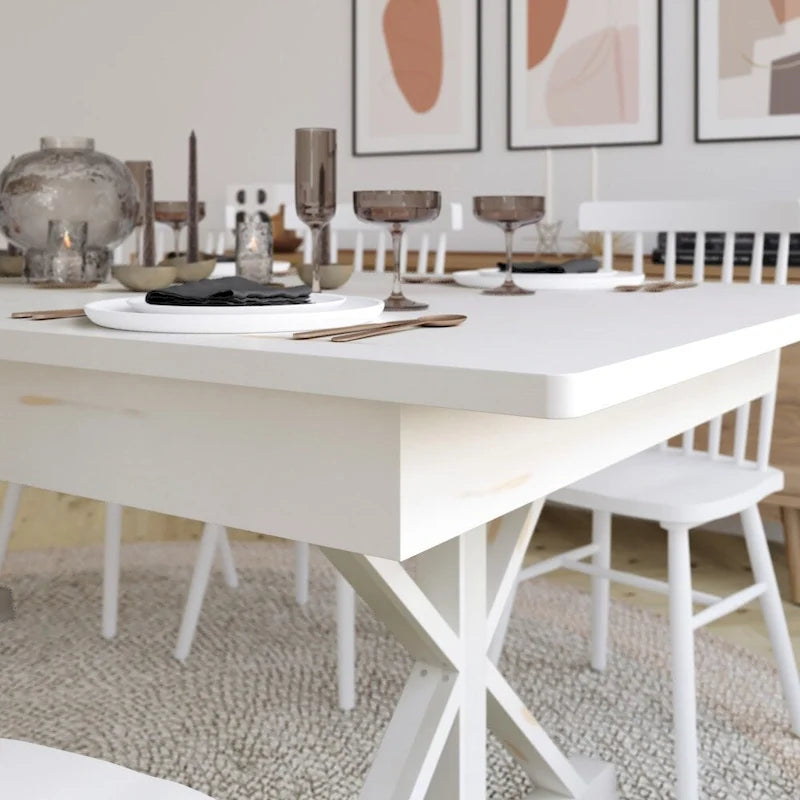Table de salle à manger rectangulaire pliante en pin massif rustique antique, 8' x 40