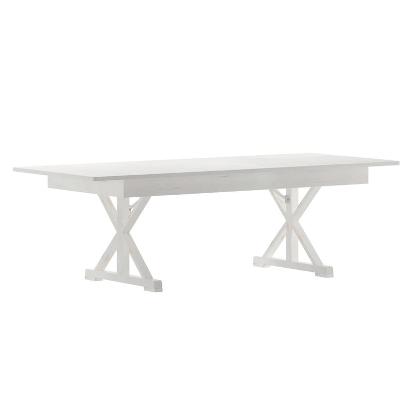 Table de salle à manger rectangulaire pliante en pin massif rustique antique, 8' x 40
