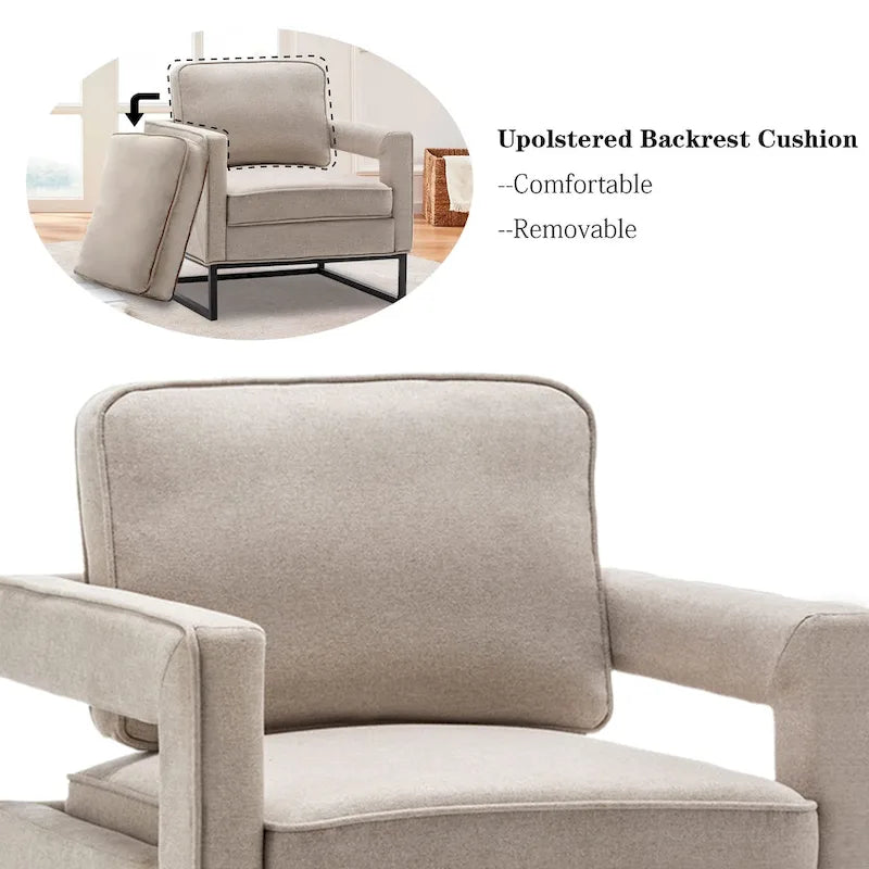 Silla decorativa moderna con brazos, silla tapizada de salón de estilo de mediados de siglo