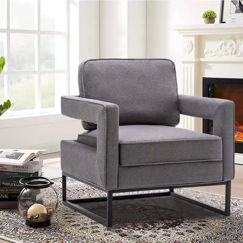 Silla decorativa moderna con brazos, silla tapizada de salón de estilo de mediados de siglo