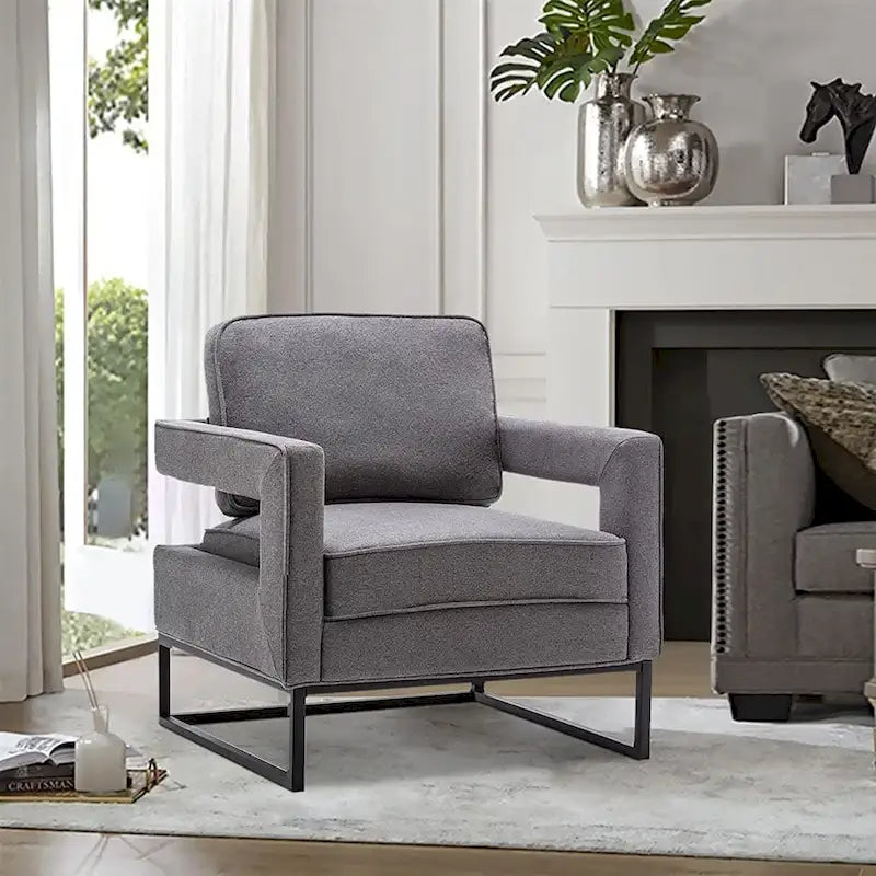 Fauteuil d’appoint moderne avec accoudoirs, fauteuil de salon du milieu du siècle rembourré