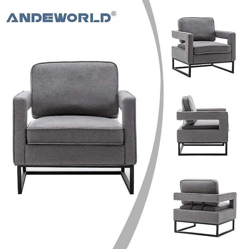 Silla decorativa moderna con brazos, silla tapizada de salón de estilo de mediados de siglo