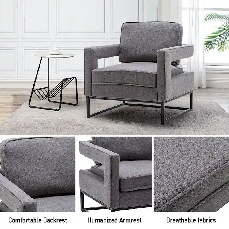 Silla decorativa moderna con brazos, silla tapizada de salón de estilo de mediados de siglo