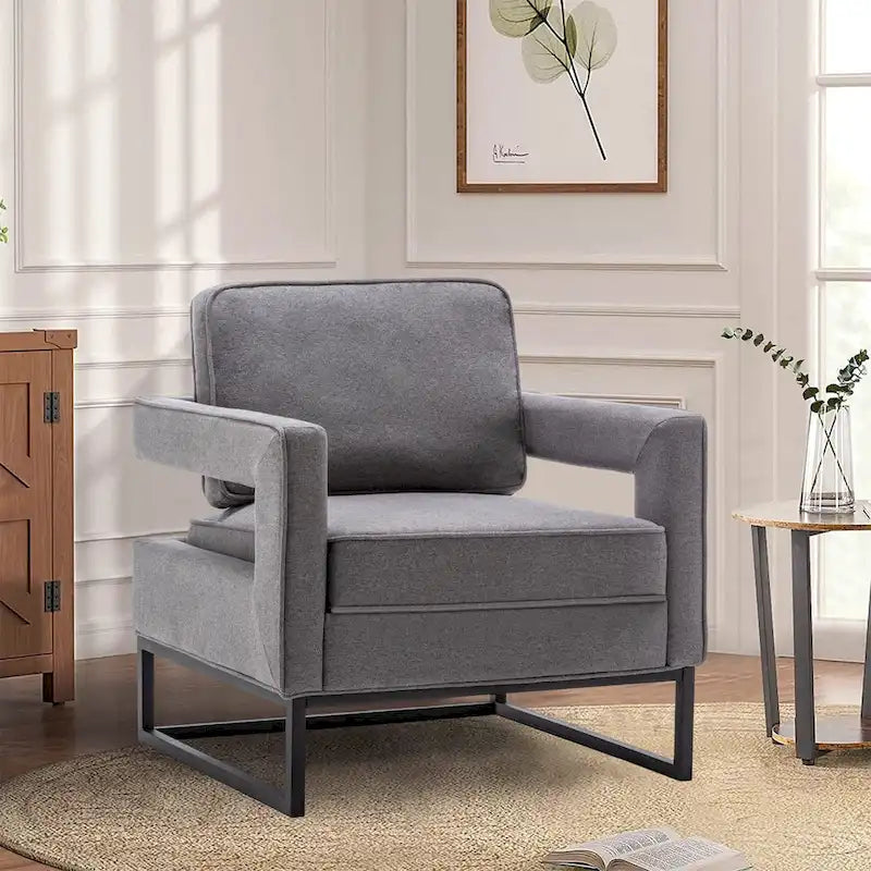 Silla decorativa moderna con brazos, silla tapizada de salón de estilo de mediados de siglo