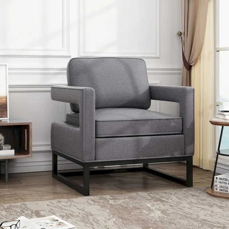 Silla decorativa moderna con brazos, silla tapizada de salón de estilo de mediados de siglo