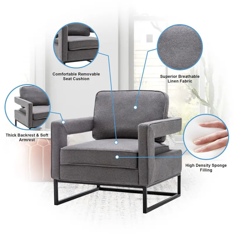 Silla decorativa moderna con brazos, silla tapizada de salón de estilo de mediados de siglo
