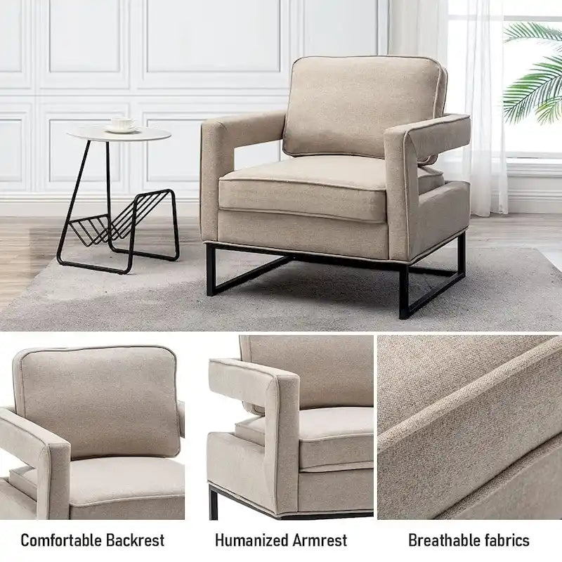 Silla decorativa moderna con brazos, silla tapizada de salón de estilo de mediados de siglo