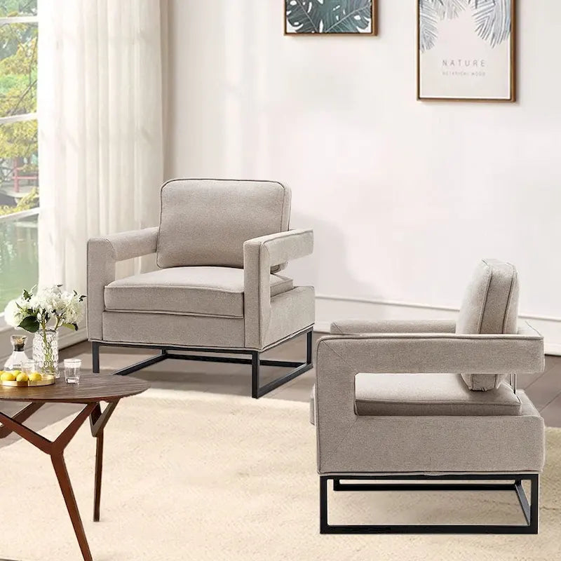 Silla decorativa moderna con brazos, silla tapizada de salón de estilo de mediados de siglo