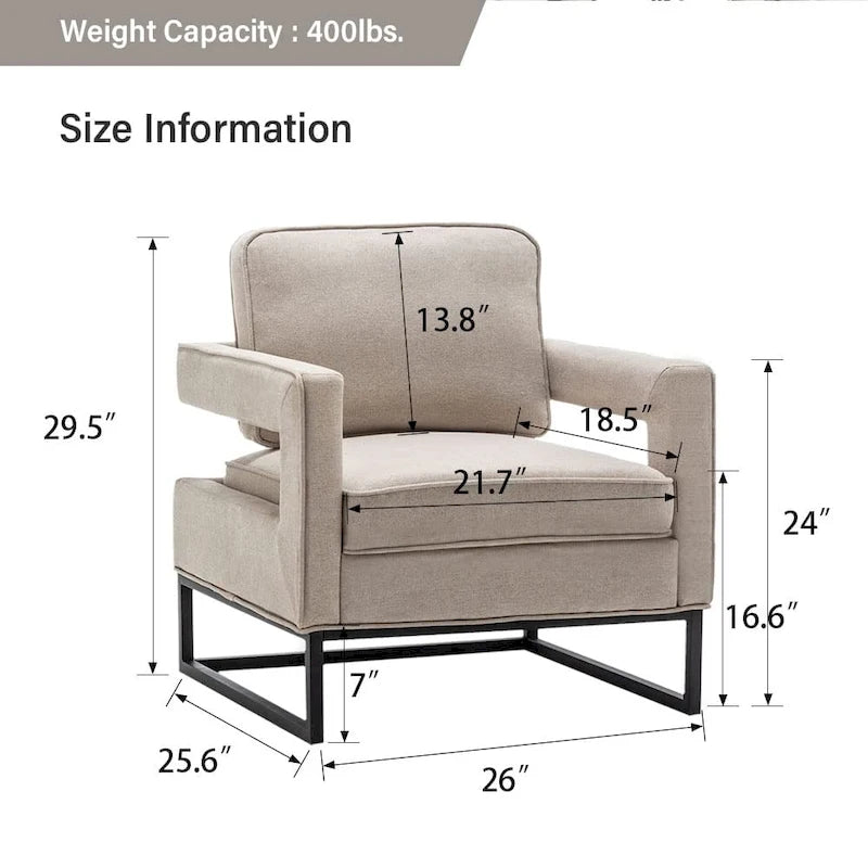 Silla decorativa moderna con brazos, silla tapizada de salón de estilo de mediados de siglo