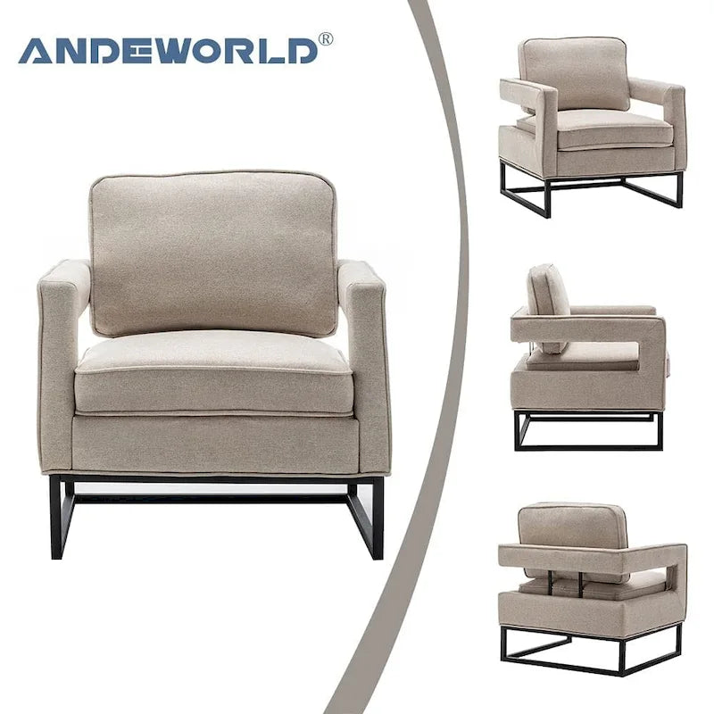 Silla decorativa moderna con brazos, silla tapizada de salón de estilo de mediados de siglo