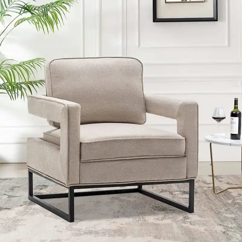 Silla decorativa moderna con brazos, silla tapizada de salón de estilo de mediados de siglo