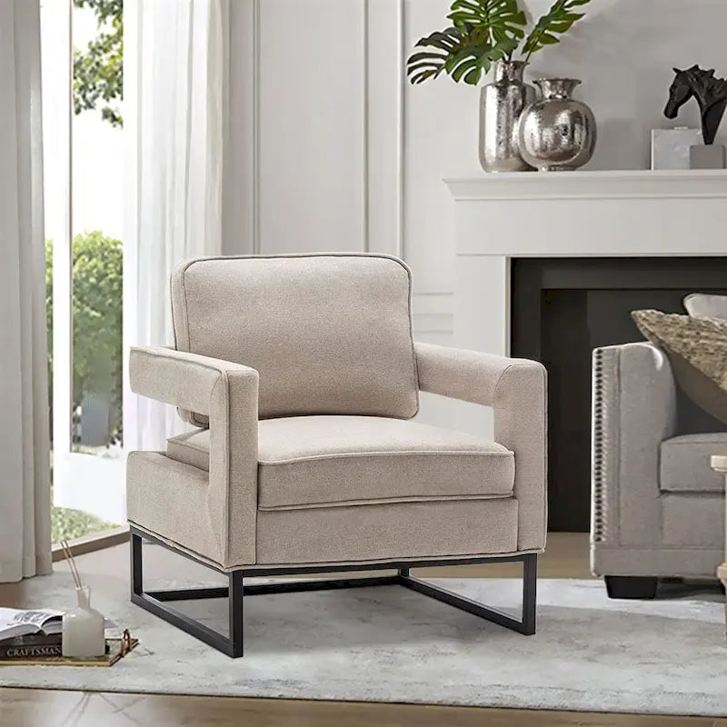 Silla decorativa moderna con brazos, silla tapizada de salón de estilo de mediados de siglo