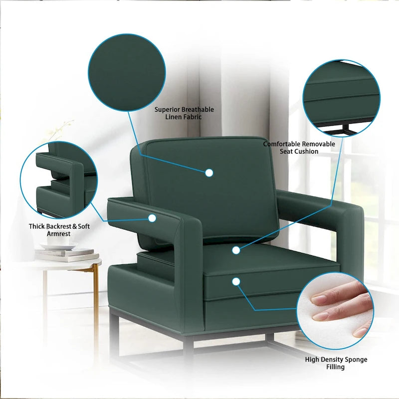 Silla decorativa moderna con brazos, silla tapizada de salón de estilo de mediados de siglo