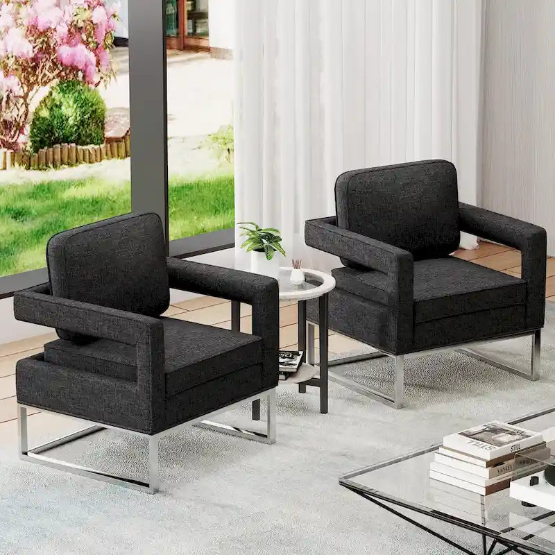 Silla decorativa moderna con brazos, silla tapizada de salón de estilo de mediados de siglo
