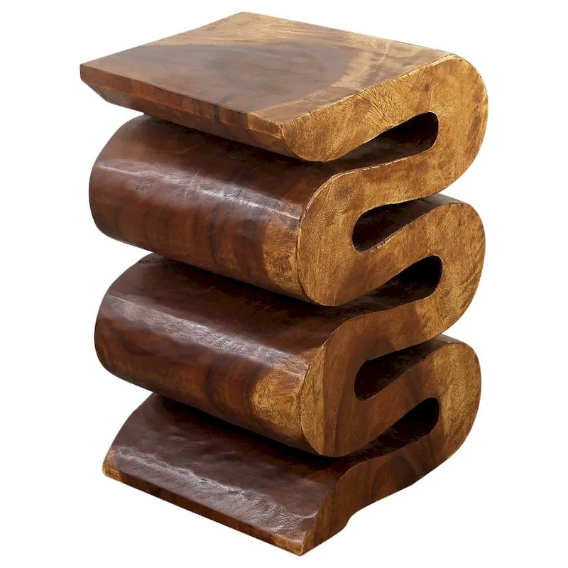 Wellenförmiger Beistelltisch Verve aus Holz, 12x14x20 in Höhe, Walnussöl - 12 x 14 x 20