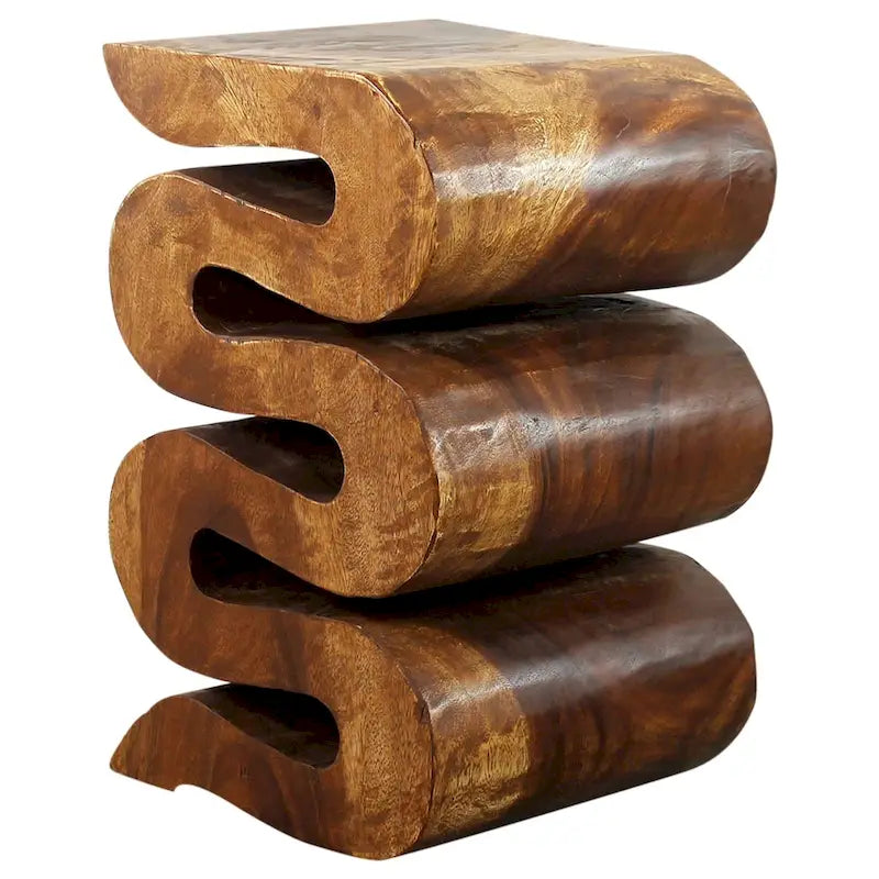 Wellenförmiger Beistelltisch Verve aus Holz, 12x14x20 in Höhe, Walnussöl - 12 x 14 x 20