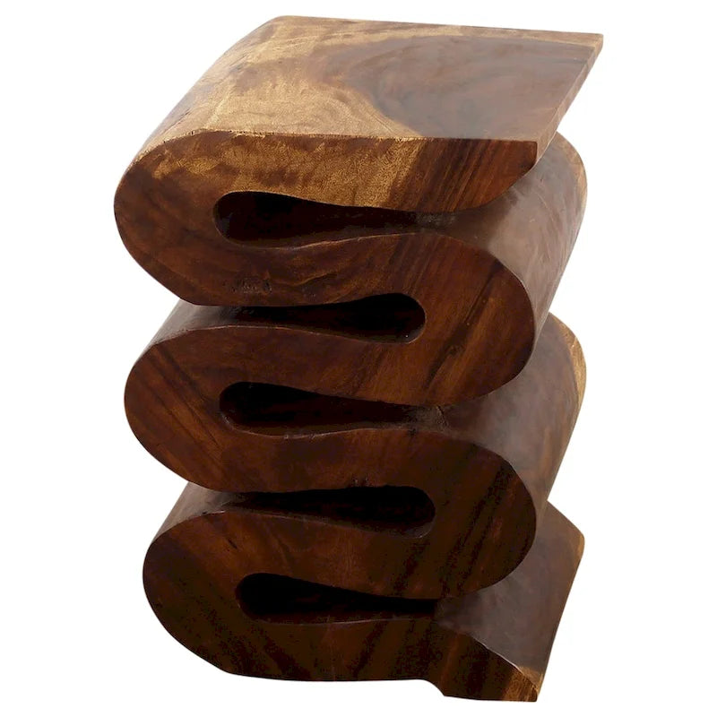 Wellenförmiger Beistelltisch Verve aus Holz, 12x14x20 in Höhe, Walnussöl - 12 x 14 x 20