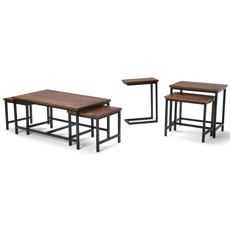 18 Zoll breiter C-Beistelltisch aus massivem Metall im Industrial-Stil - 18 W x 10 D x 24 H