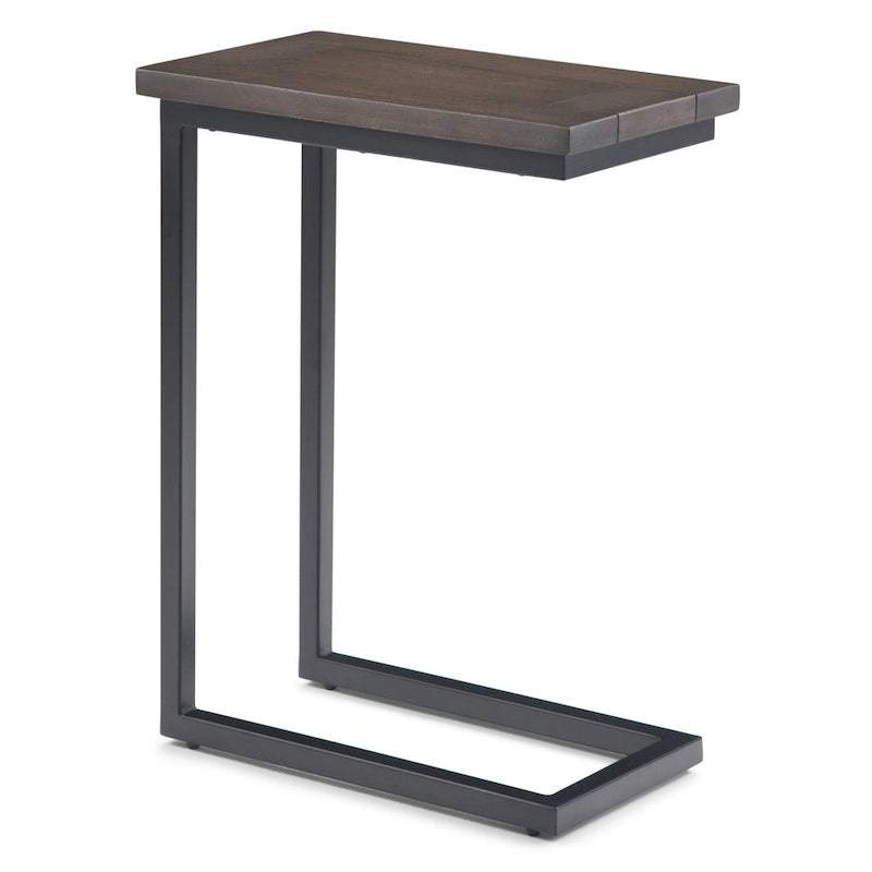 18 Zoll breiter C-Beistelltisch aus massivem Metall im Industrial-Stil - 18 W x 10 D x 24 H