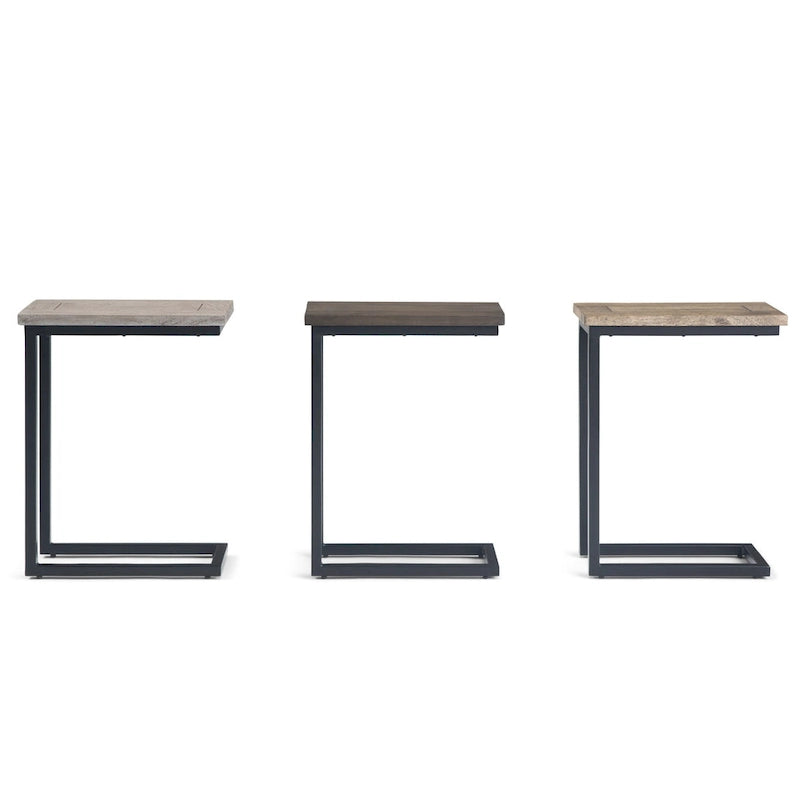 18 Zoll breiter C-Beistelltisch aus massivem Metall im Industrial-Stil - 18 W x 10 D x 24 H