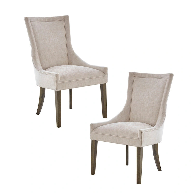 Juego de 2 sillas laterales de comedor tapizadas con patas de madera
