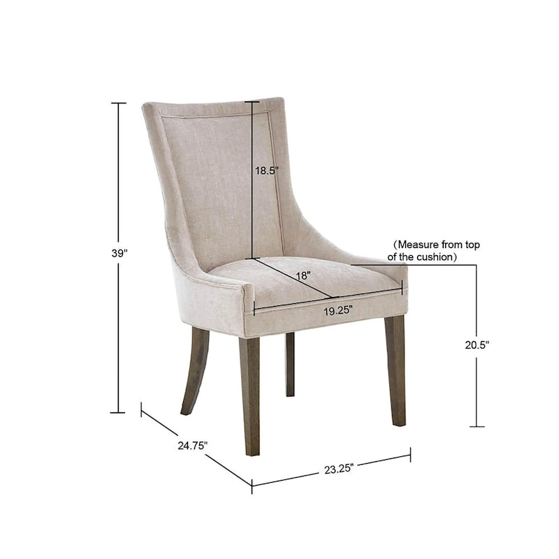 Juego de 2 sillas laterales de comedor tapizadas con patas de madera
