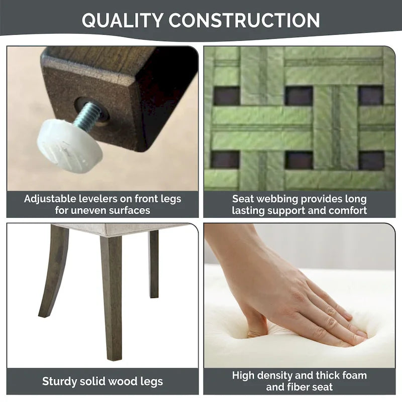 Juego de 2 sillas laterales de comedor tapizadas con patas de madera