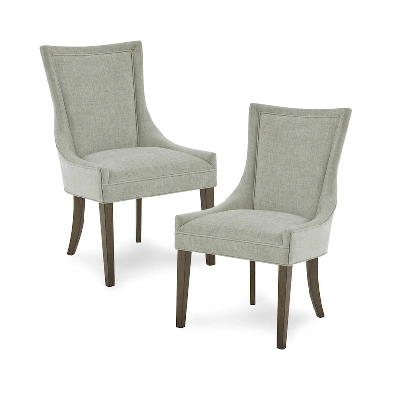 Juego de 2 sillas laterales de comedor tapizadas con patas de madera