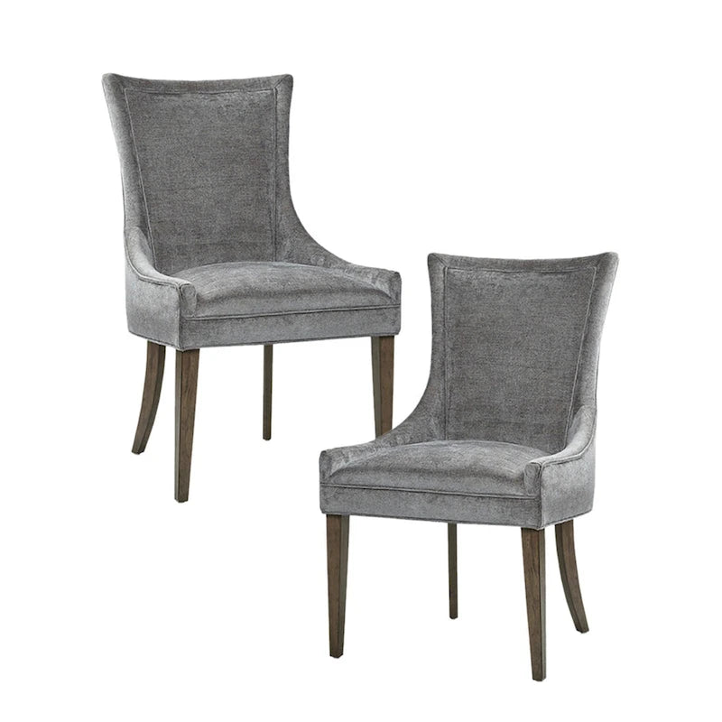Juego de 2 sillas laterales de comedor tapizadas con patas de madera