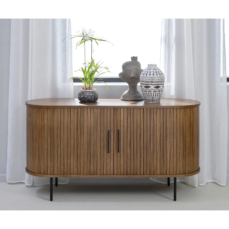 Sideboard im Mid-Century-Modern-Stil mit abgerundeten Schiebetüren